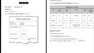 IELTS LISTENING ALL SECTION | Notes On Sports Club