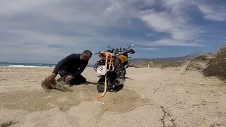 Aprilia Caponord 1200 Rally - Stuck in Sand Greece, Naxos