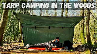 Tarp Camping in the Woods | Cooking on a Rock