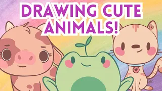 How to Draw Cute Animals: Cat, Cow & Frog