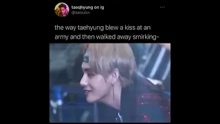 Taehyung blowing a kiss to an ARMY!!! He's insane..