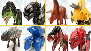 4 Dinosaurs Transformer 4 Dino Robot! Dinosaur Fun Battle Video 공룡 로보트 변신 티라노사우루스