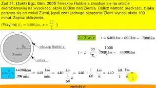 Egzamin gimnazjalny z matematyki 2005 - zad 31 - Teleskop habla - Matfiz24.pl