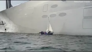 Маленькая лодка случайно "атаковала" мега-яхту российского миллиардера Андрея Мельниченко