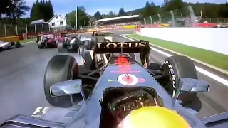 F1 Onboard crash Romain Grosjean bumps into Lewis Hamilton | 2012 Belgian GP multiple car crash