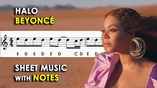Halo - Beyoncé | Sheet Music with Easy Notes for Recorder, Violin Beginners Tutorial