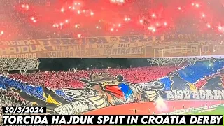 TORCIDA HAJDUK SPLIT IN CROATIA DERBY || Hajduk split vs Dinamo Zagreb 30/3/2024