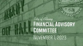 Financial Advisory Committee - Nov. 1, 2023