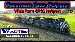 Montana Rail Link Bozeman Pass Helpers (4K) | Rare GP35 Helpers & more! | May 2022 | DJI Inspire 2