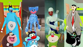 SCARY OGGY GRANNY vs SCARY MR BEAN GRANNY vs POPPY HOUSE ESCAPE vs ROD EVIL NUN With Oggy Jack Bob