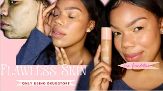 How to cover acne scars USING DRUGSTORE MAKEUP No makeup Makeup tutorial | Halo Glow Liquid filter