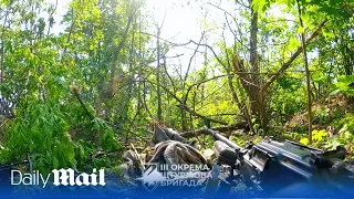 'Quiet!' Ukrainian soldiers fire on Russian positions near Bakhmut in terrifying POV footage