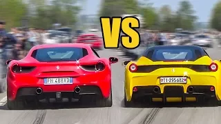 Ferrari 488 GTB vs Ferrari 458 Speciale - SOUND BATTLE!