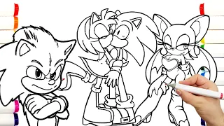 Sonic and Amy Rose KISS Coloring Pages Sonic The Hedgehog 3 DRAW Tobu - Candyland NCS Release 4