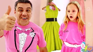 Nastya and dad are preparing dresses for the party. Story for kids