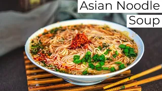 Noodle Soup - Asian Noodle Soup - 5 Minute Recipe - Rice Noodle Soup -Vegetarian - Vegan - No Cook