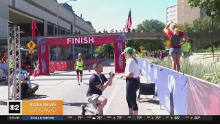 Man proposes at end of half marathon in Madison