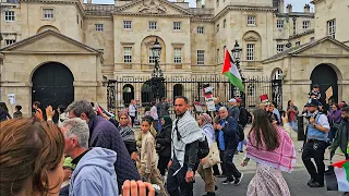 POLICE AND TROOPERS BEHIND LOCKED GATES after a calm morning with Q10 at Horse Guards! (Pt 3)