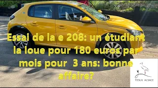 Peugeot e208 finition de base: à 180 euros par mois pour trois ans, 10000 km/an: bon plan?