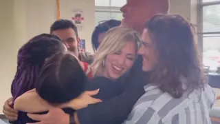 Charlie Gillespie hugging the cast of ‘The Class’