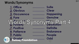 Words/Synonyms  Part 4, English Lecture | Sabaq.pk |