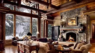 HD Winter Christmas Screensaver - Snow falling, Fire crackling sound, Cosy - 30 mins