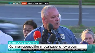 Officials give briefing on shooting at newspaper office in Maryland