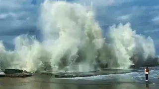 Huge Destructive Waterwaves on Coast of Sochi, Russia