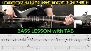 BASS LINES with PENTATONIC SCALE Lesson Tutorial + TAB | How To Play ELECTRIC BASS