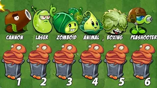 PVZ 2 Challenge - How Many Plants Can Defeat 7 Gravestone & Octopus  Using 1Plant Food ?