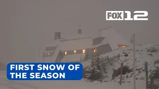 First significant snow of the season in the Cascades brings winter driving conditions