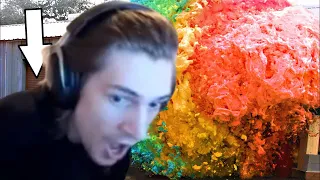 xQc Reacts to World's Largest Devil's Toothpaste Explosion by Mark Rober with Chat!