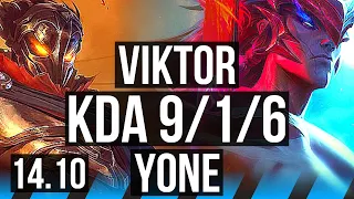 VIKTOR vs YONE (MID) | 9/1/6, 6 solo kills, Dominating | BR Master | 14.10