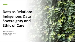 Data as Relation: Indigenous Data Sovereignty and Ethic of Care