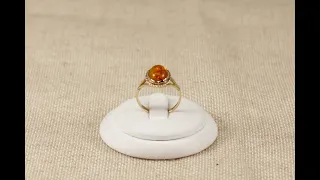 Vintage 9ct Gold & Amber Ring 1605
