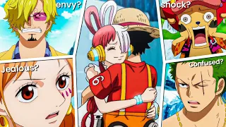 StrawHat Reaction Seeing Luffy & Uta Hugging | One Piece Movie Red