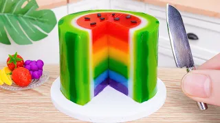 Mini Cocomelon Cake 🍉 Fresh Miniature Rainbow Watermelon Jelly Decorating | Recipe by Mini Bakery