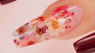 Real Flowers Inside Acrylic Coffin Nails