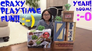Children's Toy Channel: Angry Birds Vinyl Knockout Playset Unboxing and Playtime w/ Hulyan & Maya