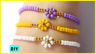 🌸 EASY Technique for Making BEADED FLOWER BRACELETS using THREAD 🌸 LEARN step by step