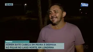 Homem bate cabeça em pedra e desmaia ao pular no lago norte, em Londrina