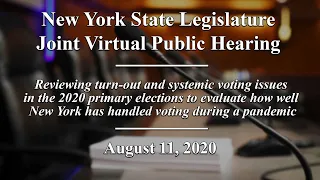 NYS Legislature Joint Public Hearing: Elections in a Pandemic: Review of the 2020 Primaries-08/11/20