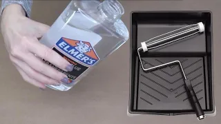 Pour Elmer's Glue into a paint tray for this BRILLIANT idea!