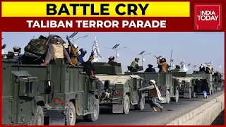 Taliban Terror Parade Showcase Suicide Bombers, Guns, Flags With Islamic Oath Unfurled | Battle Cry