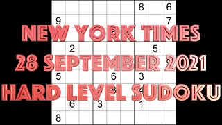 Sudoku solution – New York Times sudoku 28 September 2021 Hard level