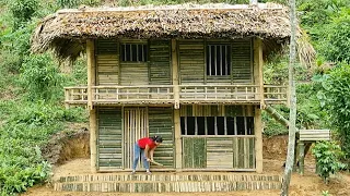 FULL VIDEO: 100 Days Build Warm,bamboo house,kitchen house living in the forest