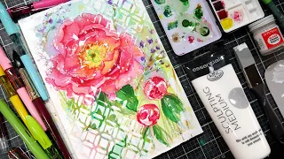 Let's Paint Fast and Free! Watercolor Mixed Media Peony!