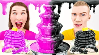 PINK VS BLACK FOOD CHALLENGE || Eating Everything Only In 1 Color For 24 Hours By 123 GO! CHALLENGE