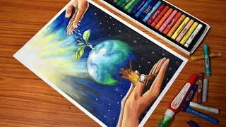 2020 World Environment Day Drawing / 5th June Environment day easy pastel drawing/ Save Environment