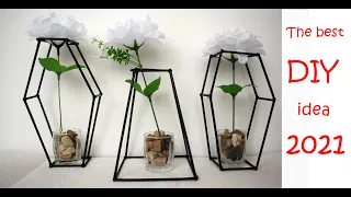 Flower vase using bamboo skewer sticks | DIY #6